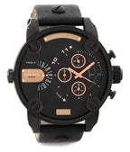 Diesel DZ7291 Little Daddy Chronograph Men's Watch – Black Dial & Black Leather Strap
