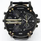 Diesel DZ7348 Mr. Daddy 2.0 Chronograph Men's Watch – Black Dial & Black Leather Strap