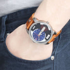 Diesel DZ7308 Mini Daddy Chronograph Men's Watch – Blue & Black Dial & Brown Leather Strap