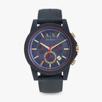 Armani Exchange Outerbanks AX1335 Men's Chronograph Watch – Blue Dial with Blue Silicone Strap