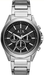 Armani Exchange Drexler AX2600 Men's Chronograph Watch – Black Dial with Silver Stainless Steel Strap