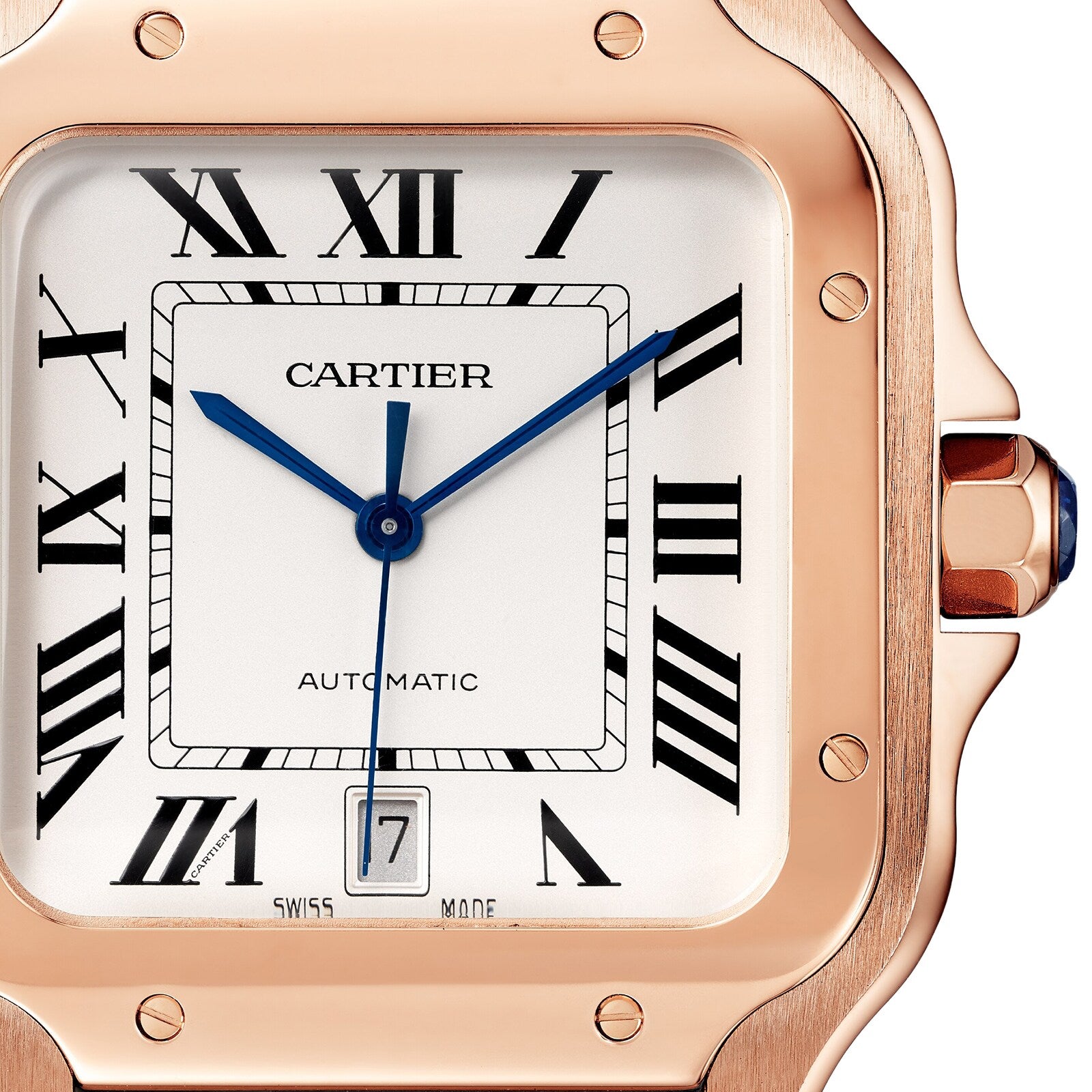 Santos de Cartier Large Model | 40mm, 18K Rose Gold, Alligator Leather, Silver Dial