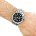 Armani Exchange Drexler AX2600 Men's Chronograph Watch – Black Dial with Silver Stainless Steel Strap