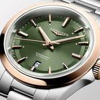 longines Conquest 30mm - Green w/ Pink Gold Bezel on Bracelet