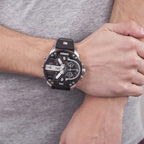 Diesel DZ7313 Mr. Daddy Chronograph Men's Watch – Black Dial & Black Leather Strap