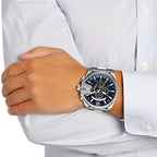 Diesel DZ4465 Mega Chief Chronograph Men's Watch – Blue Dial & Silver Stainless Steel Strap