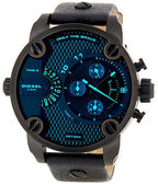 Diesel DZ7334 Little Daddy Chronograph Men's Watch – Black Dial & Black Leather Strap