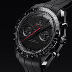OMEGA Speedmaster Dark Side of the Moon Black Ceramic 44.25mm - Full Black w/ Red Seconds Hand on Rubber Strap