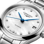 longines Master 34mm - White, Mother-of-Pearl, Diamond-Set on Bracelet