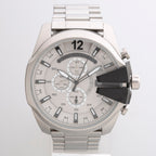 Diesel DZ4501 Mega Chief Chronograph Men's Watch – Silver Dial & Silver Stainless Steel Strap