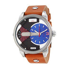 Diesel DZ7308 Mini Daddy Chronograph Men's Watch – Blue & Black Dial & Brown Leather Strap
