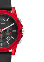 Armani Exchange Outerbanks AX1338 Men's Chronograph Watch – Black Dial with Black Silicone Strap