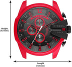 Diesel DZ4526 Mega Chief Chronograph Men's Watch – Black Dial & Red Rubber Strap