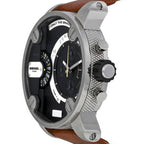 Diesel DZ7264 SBA Dual Time Men's Watch – Black Dial & Brown Leather Strap