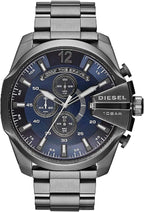 Diesel DZ4329 Mega Chief Chronograph Men's Watch – Blue Dial & Black Stainless Steel Strap