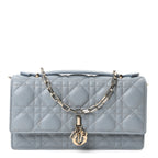 Lambskin Cannage Mini My Dior Top Handle Clutch Cloud Blue