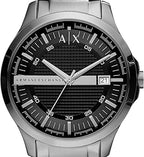 Armani Exchange Hampton AX2103 Men's Chronograph Watch – Black Dial with Silver-Tone Stainless Steel Strap