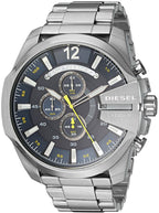 Diesel DZ4465 Mega Chief Chronograph Men's Watch – Blue Dial & Silver Stainless Steel Strap