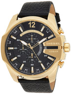 Diesel DZ4344 Mega Chief Chronograph Men's Watch – Black Dial & Black Leather Strap