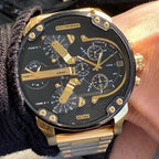 Diesel DZ7333 Mr. Daddy 2.0 Chronograph Men's Watch – Black Dial & Gold Stainless Steel Strap