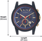 Armani Exchange Outerbanks AX1335 Men's Chronograph Watch – Blue Dial with Blue Silicone Strap