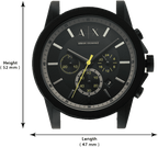 Armani Exchange Outerbanks AX1343 Men's Chronograph Watch – Black Dial with Black Silicone Strap