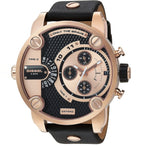 Diesel DZ7282 Little Daddy Men's Watch – Black & Gold Dial & Black Leather Strap