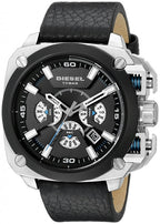 Diesel DZ7345 BAMF Chronograph Men's Watch – Black Dial & Black Leather Strap