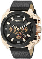 Diesel DZ7346 BAMF Chronograph Men's Watch – Black Dial & Black Leather Strap