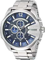 Diesel DZ4417 Mega Chief Chronograph Men's Watch – Blue Dial & Silver Stainless Steel Strap