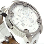 Diesel DZ7265 Badass Chronograph Men's Watch – White Dial & White Leather Strap