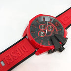 Diesel DZ4526 Mega Chief Chronograph Men's Watch – Black Dial & Red Rubber Strap