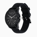 Armani Exchange Outerbanks AX1326 Men's Chronograph Watch – Black Dial with Black Silicone Strap