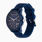 Men's Armani Exchange Outerbanks Chronograph Watch AX1327 – Blue Dial with Blue Silicone Strap