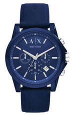 Men's Armani Exchange Outerbanks Chronograph Watch AX1327 – Blue Dial with Blue Silicone Strap