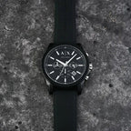 Armani Exchange Outerbanks AX1326 Men's Chronograph Watch – Black Dial with Black Silicone Strap