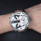 Diesel DZ7394 Mr. Daddy 2.0 Chronograph Men's Watch – Silver Dial & Brown Leather Strap