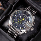Diesel DZ4465 Mega Chief Chronograph Men's Watch – Blue Dial & Silver Stainless Steel Strap