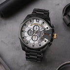 Diesel DZ4479 Mega Chief Chronograph Men's Watch – Grey Dial & Black Steel Strap
