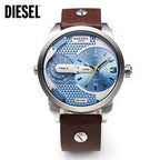 Diesel DZ7321 Mini Daddy Chronograph Men's Watch – Light Blue Dial & Brown Leather Strap