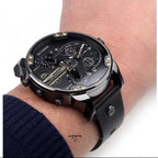 Diesel DZ7348 Mr. Daddy 2.0 Chronograph Men's Watch – Black Dial & Black Leather Strap