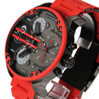 Diesel DZ7370 Mr. Daddy 2.0 Chronograph Men's Watch – Black Dial & Red Silicone Strap
