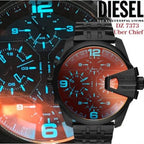 Diesel DZ7373 Uber Chief Chronograph Men's Watch – Red Dial & Black Steel Strap