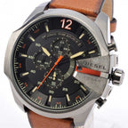 Diesel DZ4343 Mega Chief Chronograph Men's Watch – Black Dial & Brown Leather Strap