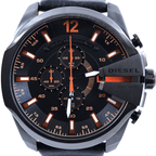 Diesel DZ4291 Mega Chief Chronograph Men's Watch – Black Dial & Black Leather Strap