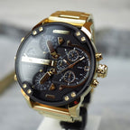 Diesel DZ7333 Mr. Daddy 2.0 Chronograph Men's Watch – Black Dial & Gold Stainless Steel Strap