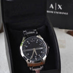 Armani Exchange Hampton AX2103 Men's Chronograph Watch – Black Dial with Silver-Tone Stainless Steel Strap