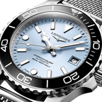 longines HydroConquest 39mm - Blue, Black Bezel on Mesh Bracelet