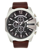 Diesel DZ4290 Mega Chief Chronograph Men's Watch – Black Dial & Brown Leather Strap