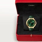 Ballon Bleu De Cartier Watch | 40mm, 18K Yellow Gold, Alligator Leather, Green Dial